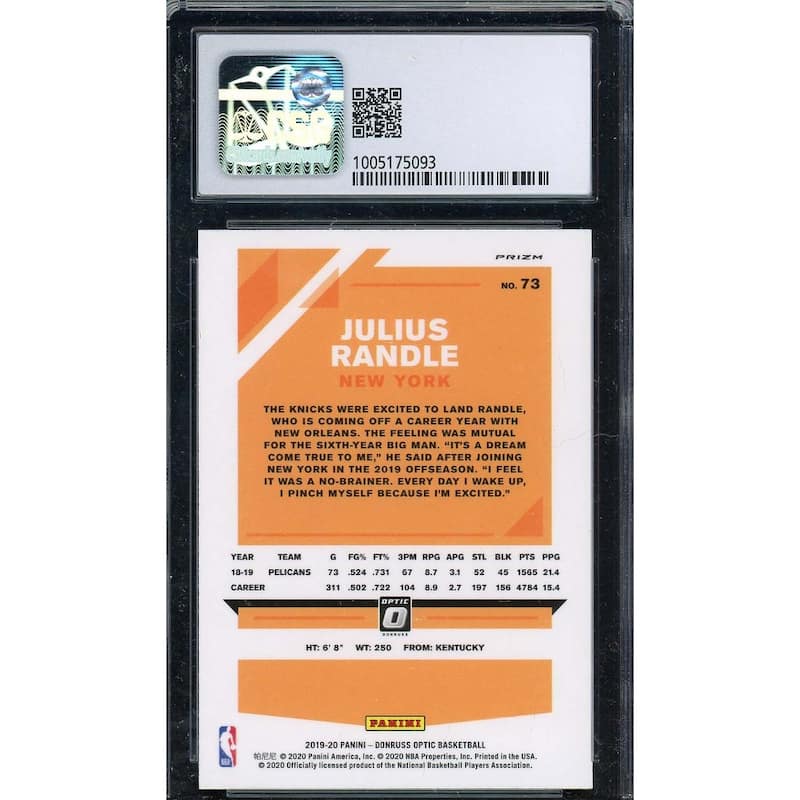 Julius Randle 2019-20 Donruss Optic Hyper Pink Basketball Card #73 CSG 9.5 - 8'6" x 11'6"