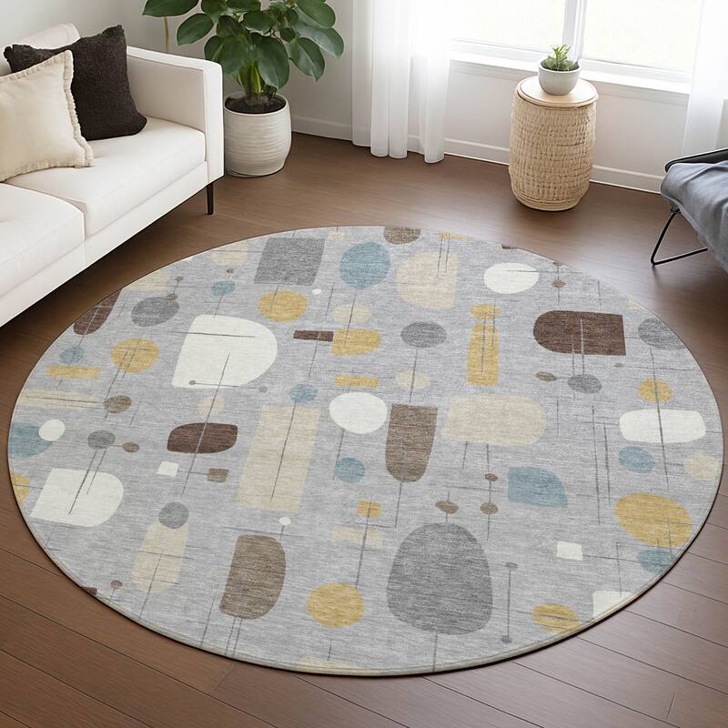 Machine Washable Indoor/ Outdoor Contemporary Fun Chantille Rug