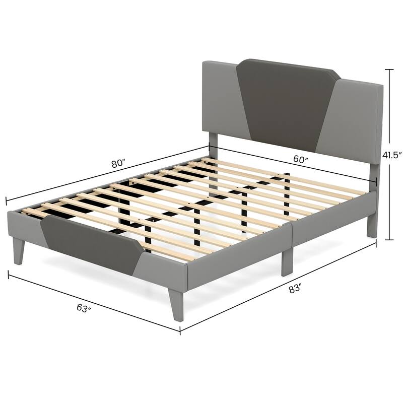 Modern Velvet Bed Frame with Anti-Slip Feet and Strong Slats