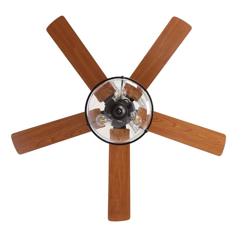 52" 5-Blade Matte Black Reversible Ceiling Fan with Light