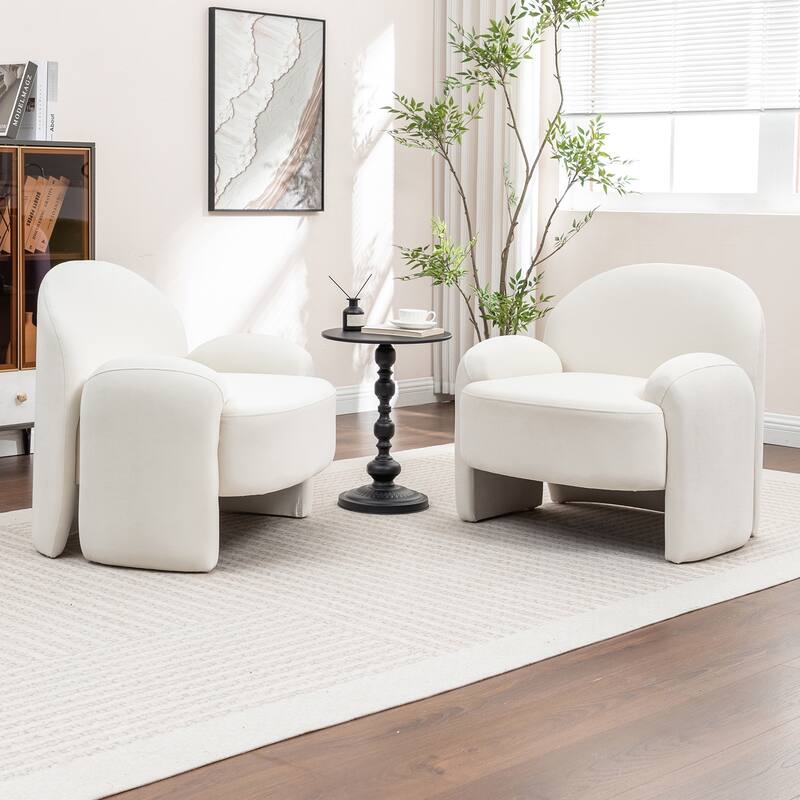 SEYNAR Modern Glam Velvet Thickened Seat Cushion Accent Chair Set of 2