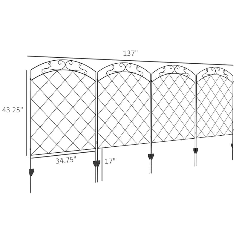 Garden Rust-Resistant 4 Pack Steel Fence Panels