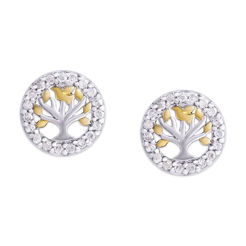 Victoria Townsend .925 Sterling Silver .35Ct Diamond Tree Round Stud Earring - White
