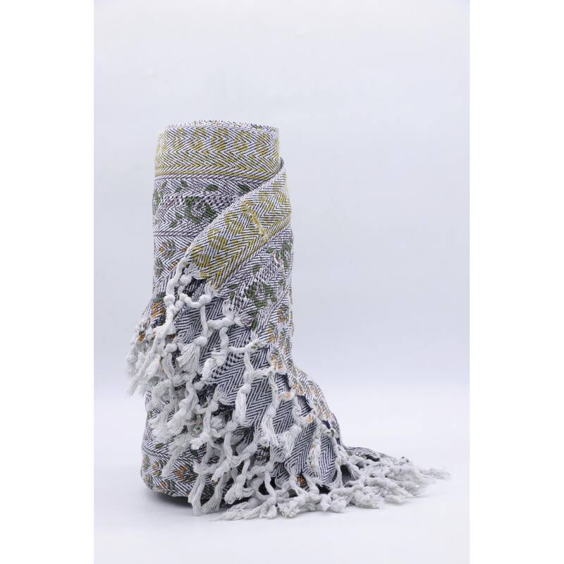 Fabdivine Alia Handcrafted Cotton Throw - Traditional Block Print, Ethnic Living Room Accent,Handwoven Decorative Blanket, 90x54