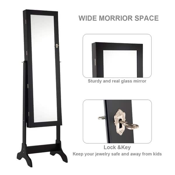 Shop Costway Lockable Mirrored Jewelry Cabinet Armoire Storage
