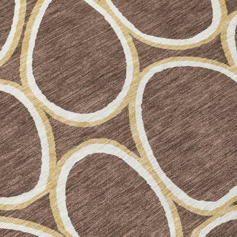 Machine Washable Indoor/ Outdoor Modern Bubbles Chantille Rug