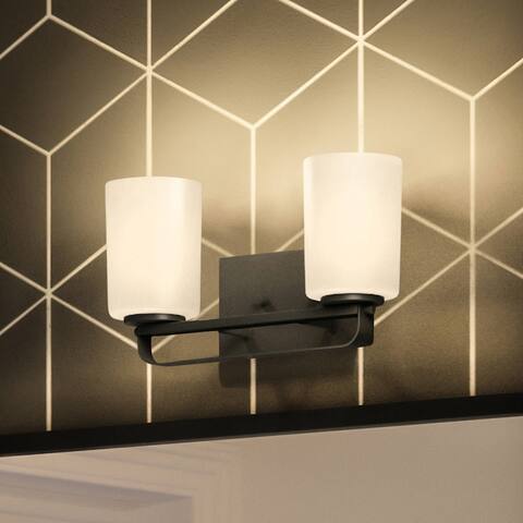 Luxury Modern Bath Light, 7.625"H x 13.625"W, with Modern Farmhouse Style, Midnight Black, BWP4113 by Urban Ambiance - 13.63