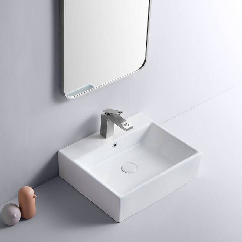 Eridanus Muro 20" x 16" Rectangular Bathroom Vessel Sink with Overflow
