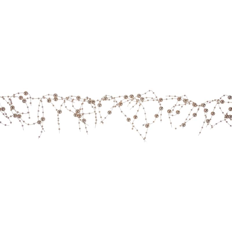 5' x 2" Metallic Rose Gold Beaded Christmas Garland- Unlit