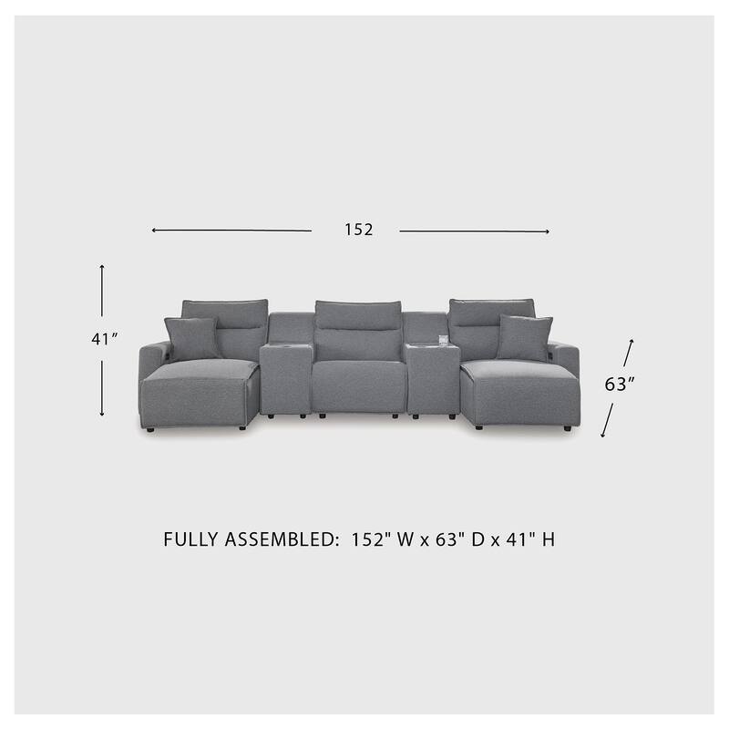 Signature Design by Ashley Modmax Gray 5-Piece Power Reclining Sectional with Chaise - 152" W x 63" D x 41" H