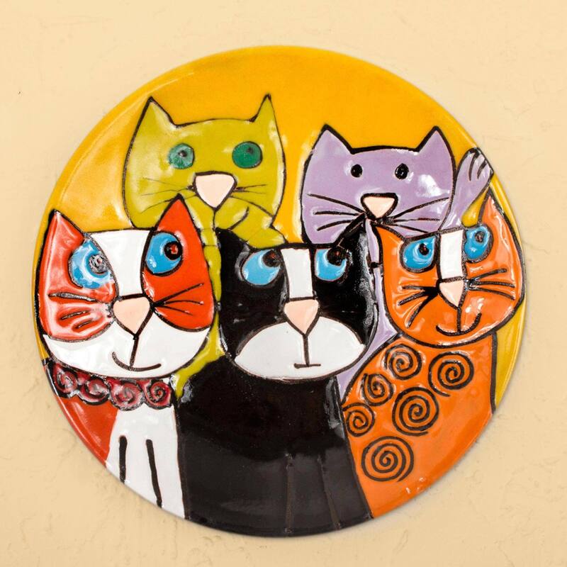 Ceramic decorative plate, 'Cat Fancy'