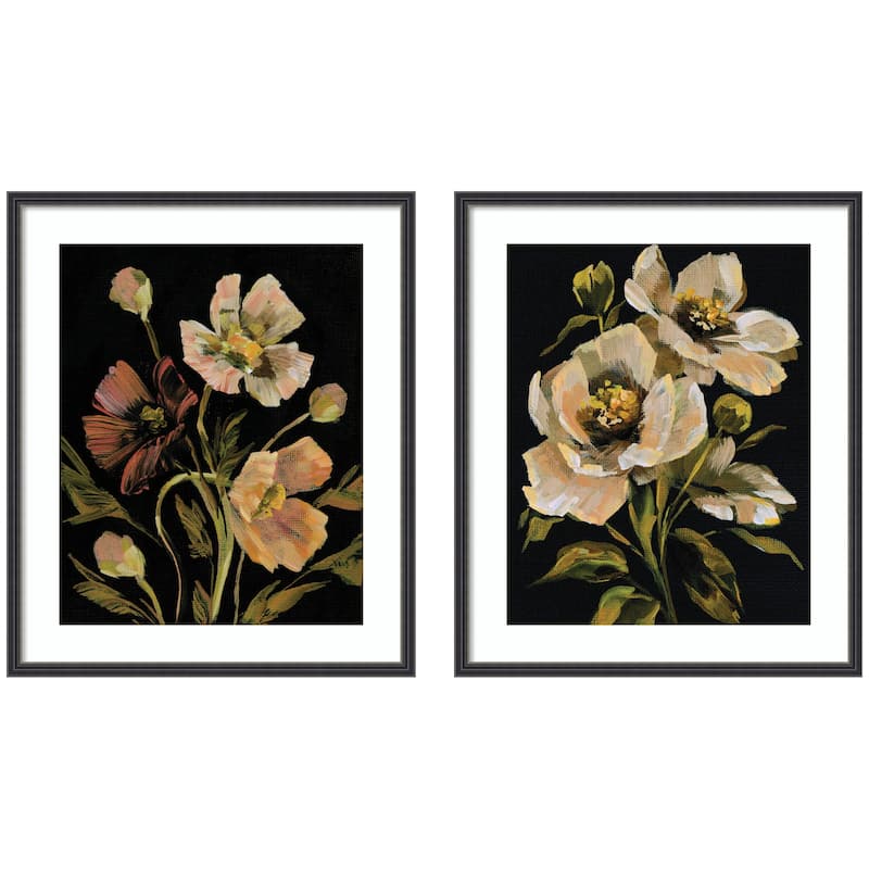 Kate and Laurel Moody Floral 5 & 8 2 Piece Framed Wall Art Print Set by Annie Quigley - 2 Piece Set 21x25