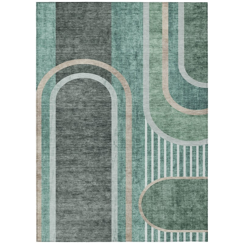 Machine Washable Indoor/ Outdoor Chantille Mid Century Modern Rug