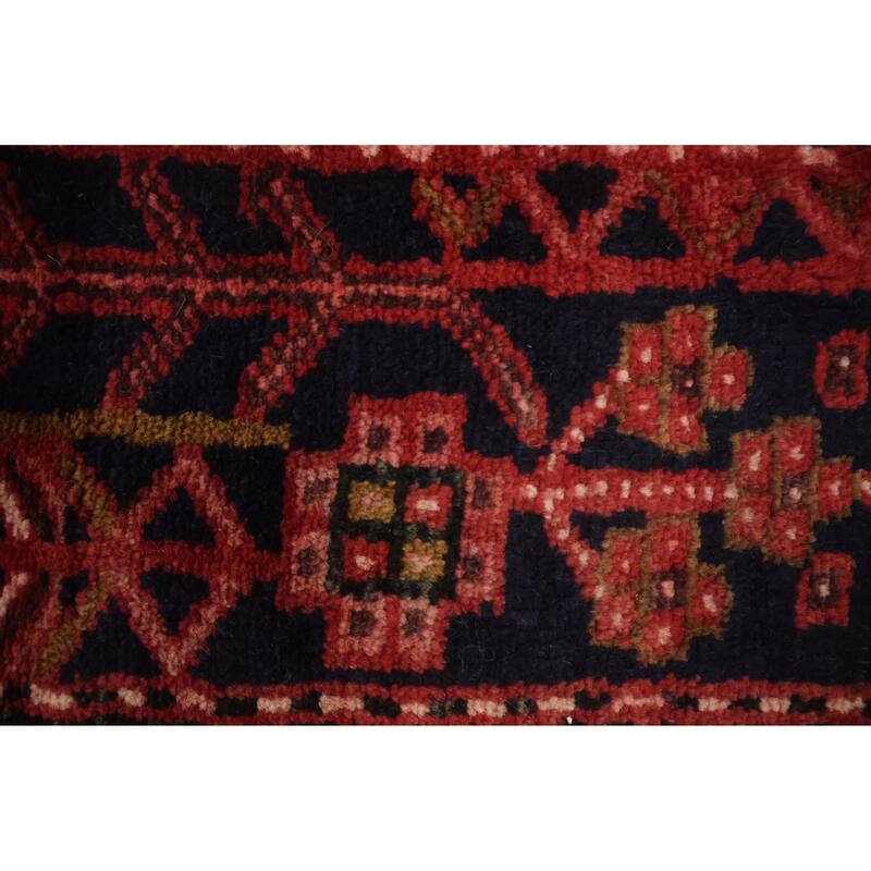 Hand Knotted Oriental 100% Wool Carpet Traditional Tribal Red Gharajeh Runner Rug - 10' 1'' X 3' 3''