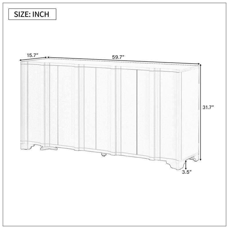 Sophisticated 4-Door Sideboard Adorned with Intricate Linear Accents