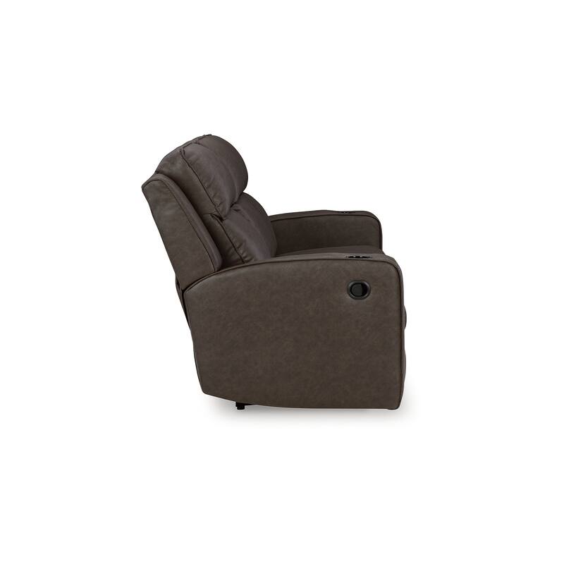 Signature Design by Ashley Lavenhorne Granite Reclining Sofa with Drop Down Table - 87"W x 42"D x 43"H