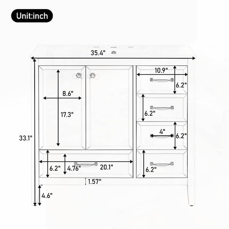 Bathroom Vanity with Sink and Bathroom Cabinet with Soft-Closing Door