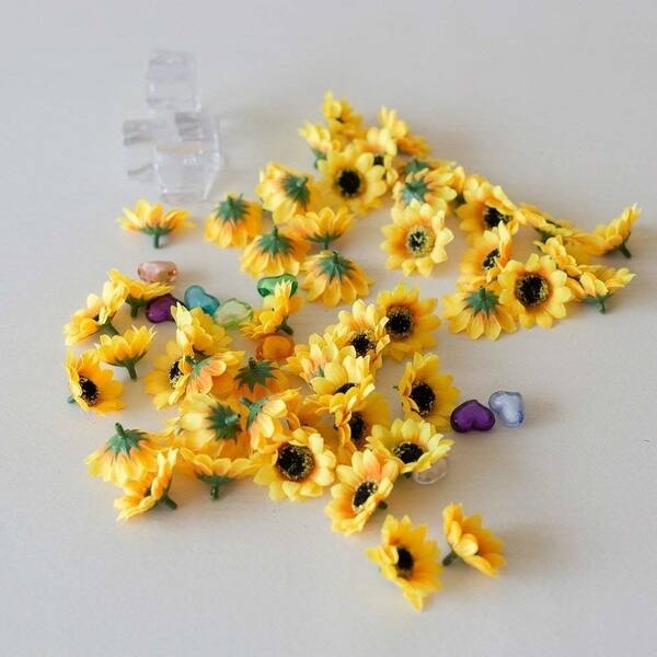 Shop 100pcs Silk Sunflower Artificial Flower Head For Diy Wedding Home Decor Overstock 27725179