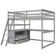 preview thumbnail 9 of 14, Full Size Loft Bed with Built-in Desk Shelving and Storage Drawers Solid Wood Frame with Ladder