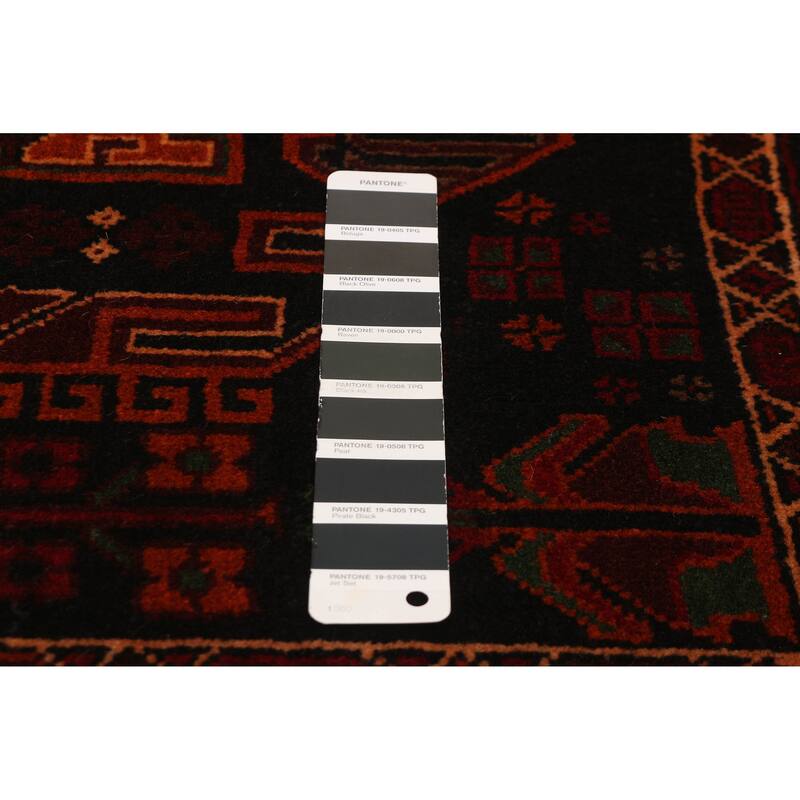 Teimani Black, Red Rug 3'11" x 6'11" - 3'11 x 6'11
