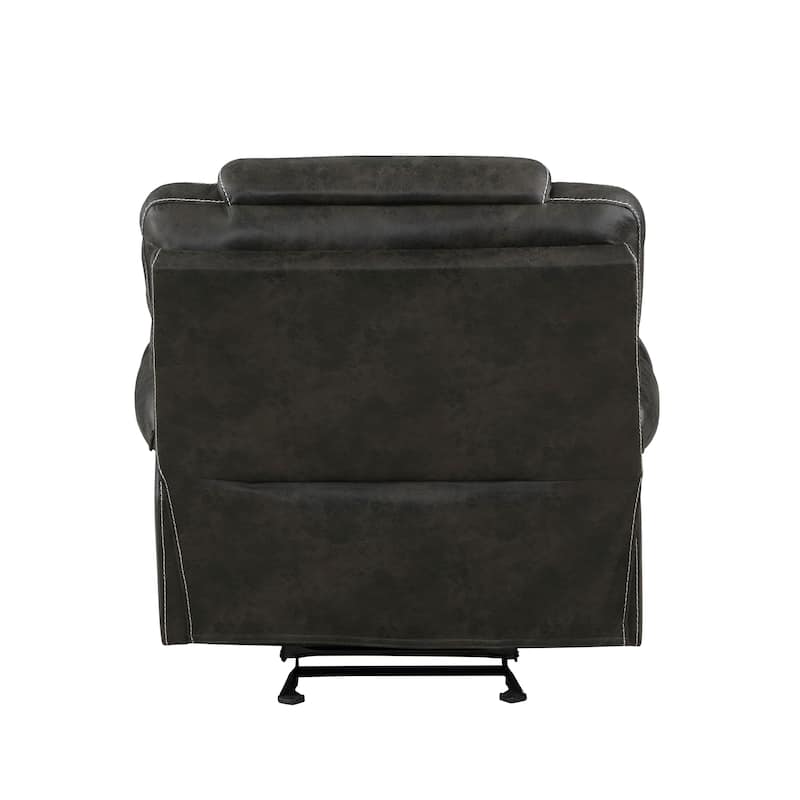 Lily 42 Inch Manual Glider Recliner Chair, Brown Microfiber, Solid Wood