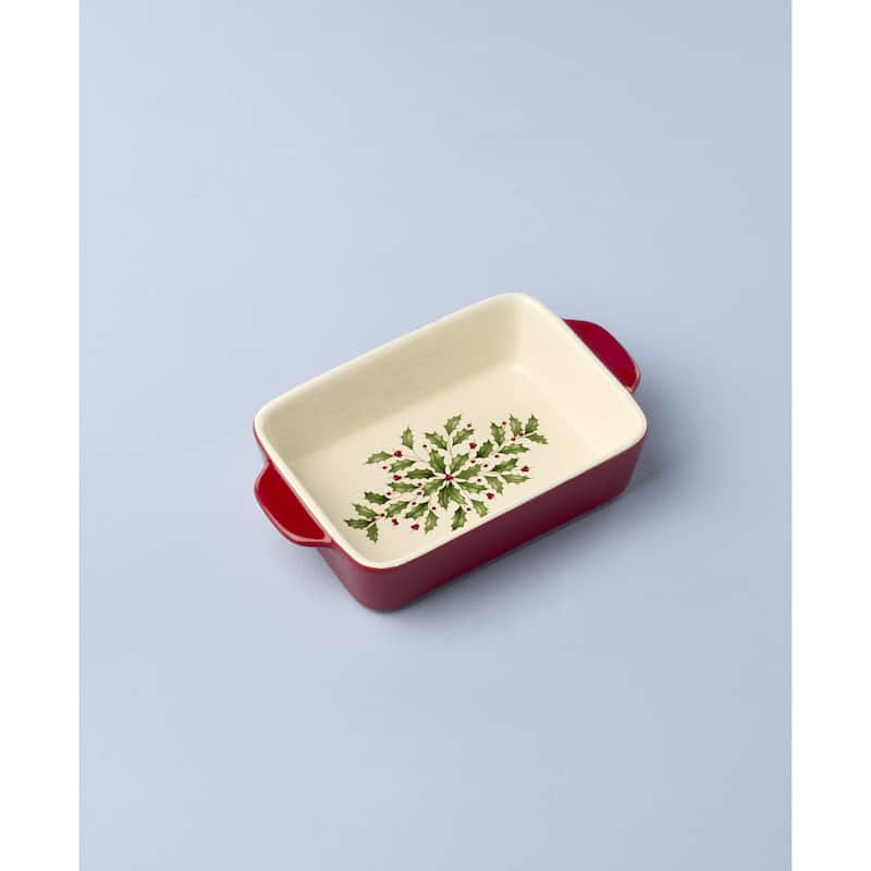 Lenox Holiday Rectangular Baking Dish, Small - 8.25"L x 4.75"W x 2"H; 0.5 Quarts