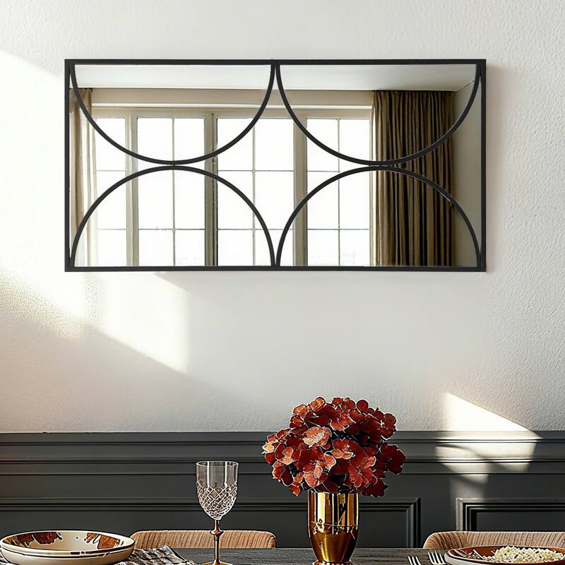 47.2" Modern Decorative Wall Mirror - Antique Black