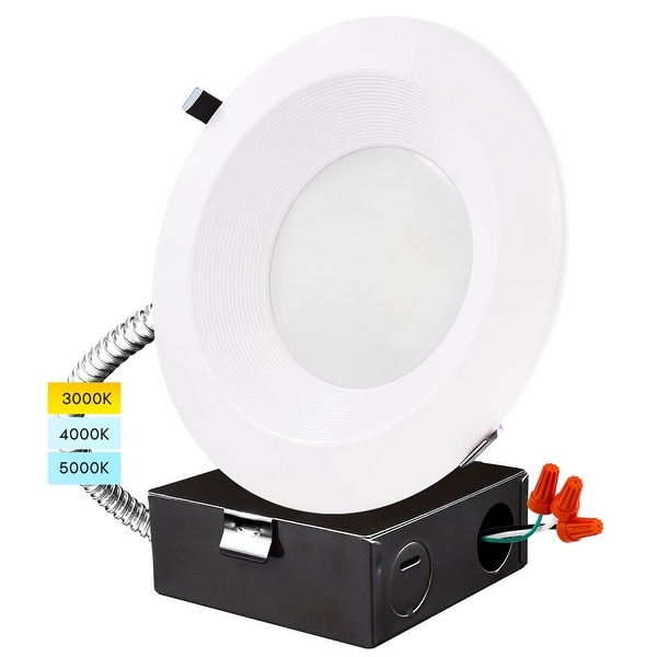 Luxrite 10" LED Recessed Light with J-Box 22/29/37.5W, 3 Color Selectable, Dimmable, 2300/3000/3700 Lumens, Wet Rated. Opens flyout.