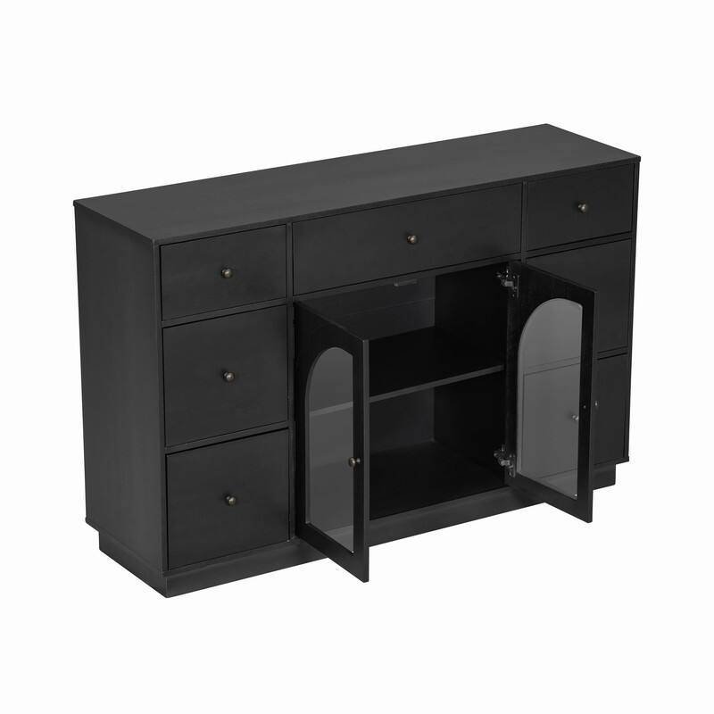 55.1" Large Storage Cabinet with 2 Doors and 7 Drawers for Living and Dining Room Organization