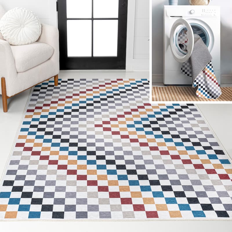JONATHAN Y Kassia Modern Cottage Checkerboard Washable Area Rug - 3 X 5 - Multi-Colored