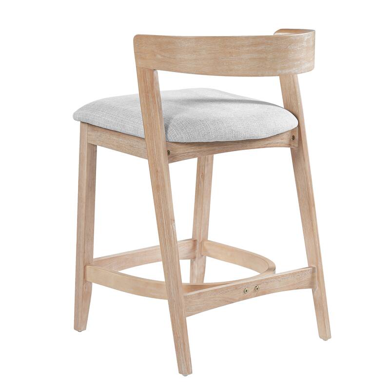 Christopher Knight Home - Mid-Century Upholstered Wooden Counter Stools - 27" Seat Height Bar Stools with Back, Set of 2