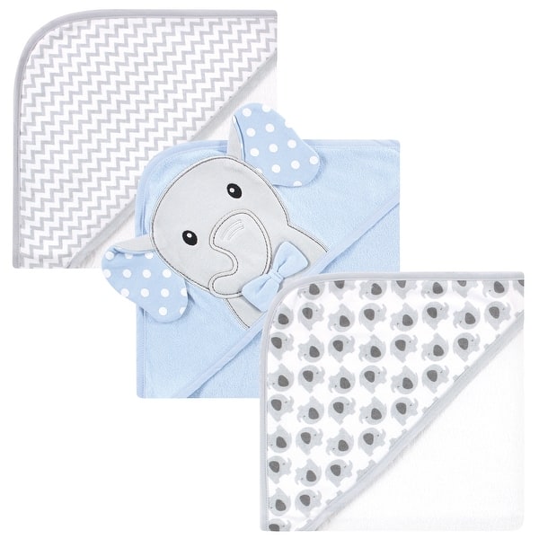 slide 1 of 1, Hudson Baby Infant Boy Cotton Rich Hooded Towels, White Dots Gray Elephant, One Size - White Dots Gray Elephant - One Size One Size - White Dots Gray Elephant