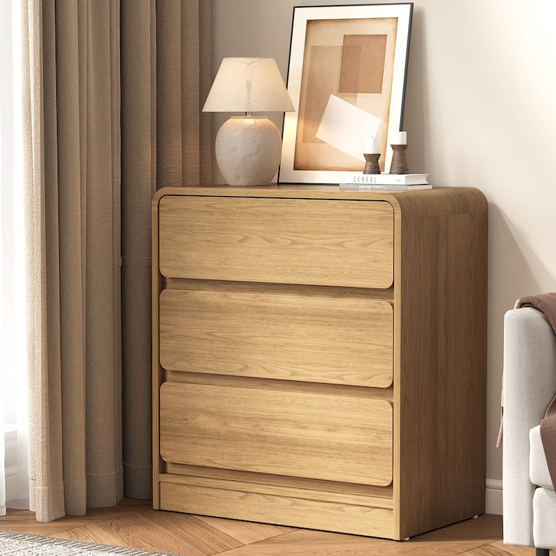 Modern Storage 3-Drawer Nightstand for Bedroom, Nursery, Living Room