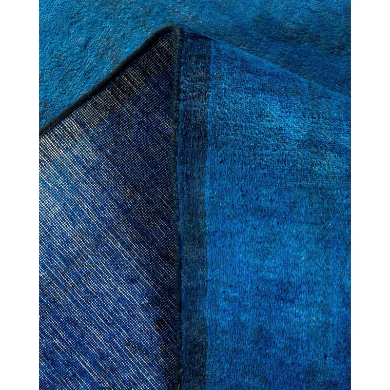 Overton Hand Knotted Wool Vintage Inspired Modern Contemporary Overdyed Blue Area Rug - 8' 3" x 10' 4"