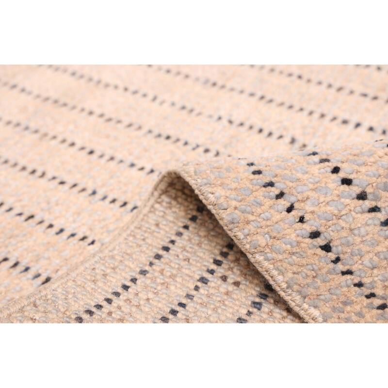 ECARPETGALLERY Hand-knotted Silk Shadow Tan Wool Rug - 6'1 x 9'3