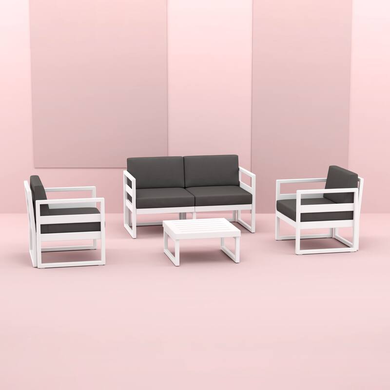 25.5" White Patio Square Coffee Table