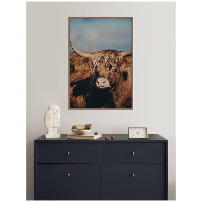 Kate and Laurel Highland Cow X by Laura Evans Framed Canvas Wall Art Print