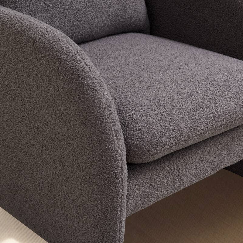 Modern Sherpa Upholstered Accent Chair, Comfortable Living Room Armchair