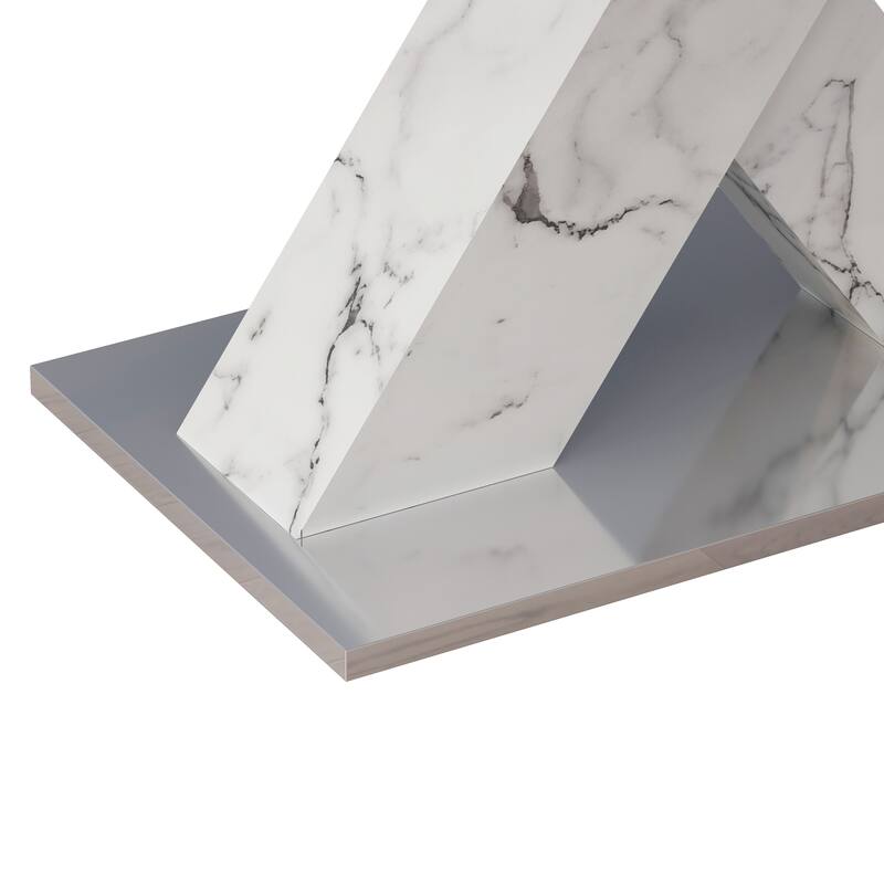 Modern Square Stretchable Dining Table with X-Shape Table Leg