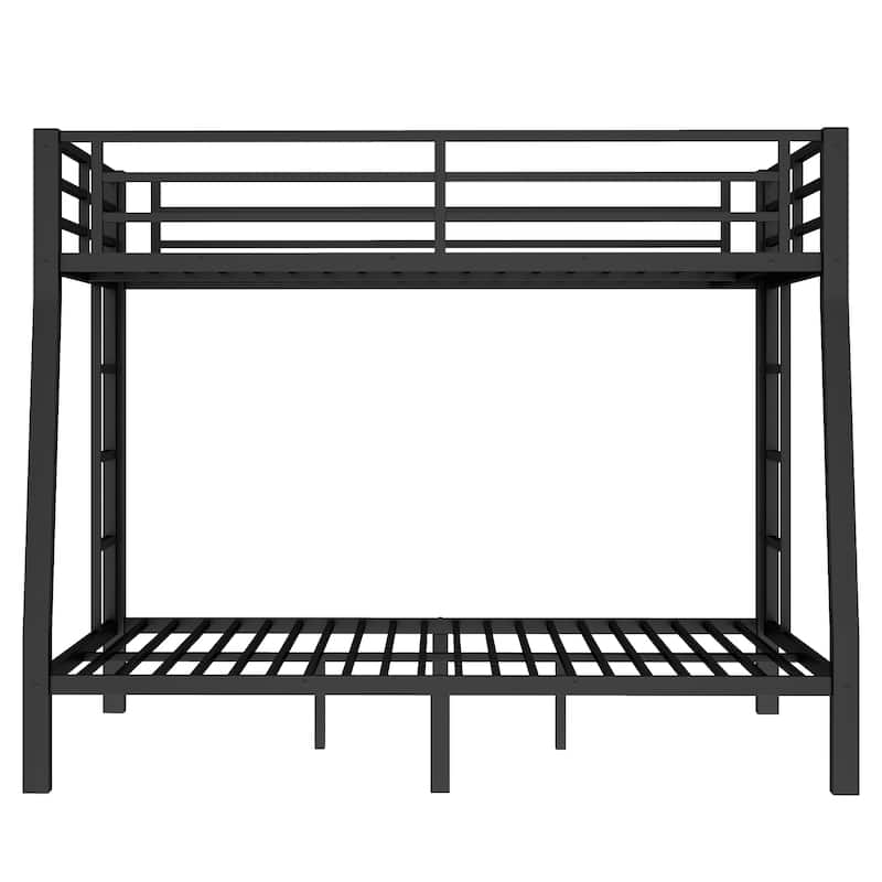 Roomfitters Full XL over Queen Metal Bunk Bed with Dual Ladders, Heavy Duty Steel Frame, Black