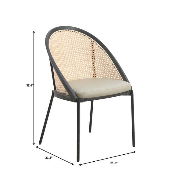 dimension image slide 4 of 5, Urbane Modern Stylish Dining Chair with Vinyl Fabric Seat and Wicker Back for Dining Room & Kitchen, Set of 4