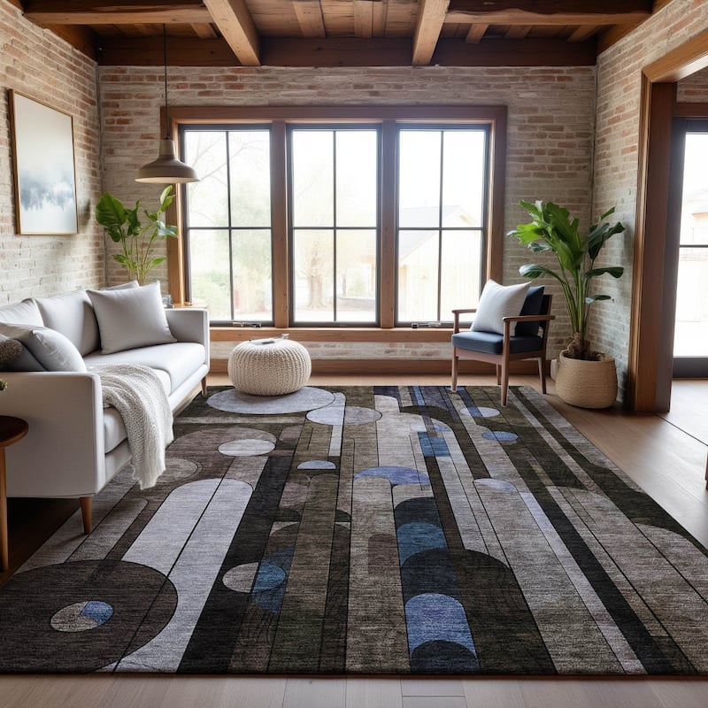 Premium Washable Super Soft Contemporary Deco Mayfield Rug - Brown - 5' x 7'6"