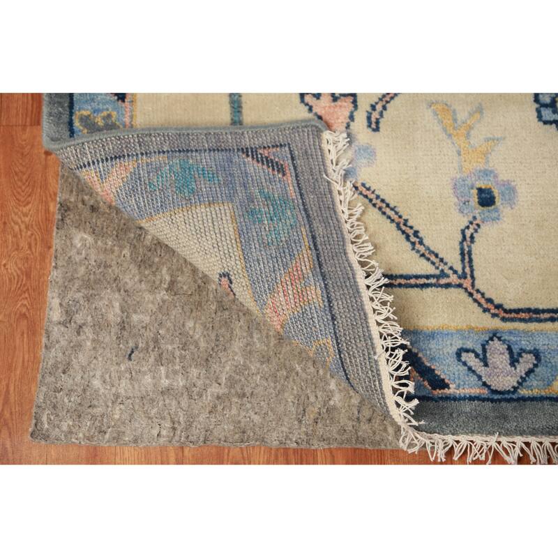 Gray Floral Oushak Indian Large Rug Handmade Wool Carpet - 11'9" x 14'11"