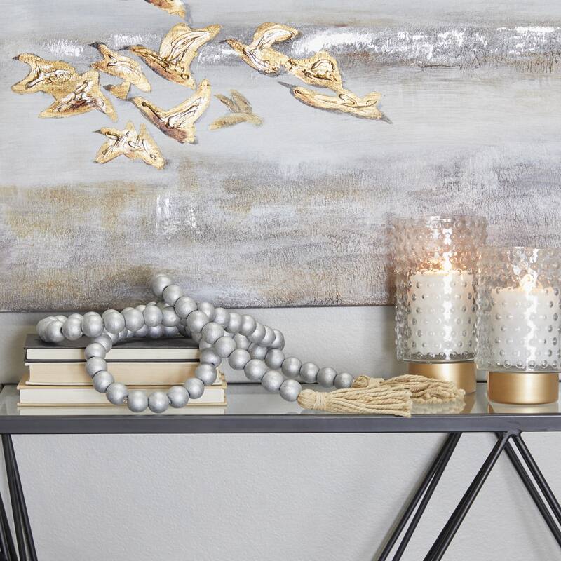 Mango Wood Handmade Round Long Carved Beaded Garland with Tassel - Roche River Decor