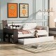 preview thumbnail 1 of 16, Upholstery Daybed with Storage Arm, Trundle, Cup Holder and USB Design Beige