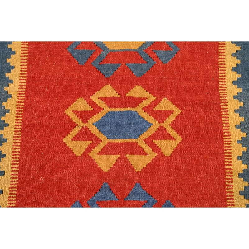 Tribal Kilim Shiraz Persian Wool Area Rug Flat-weave Bedroom Carpet - 2'8" x 4'6"
