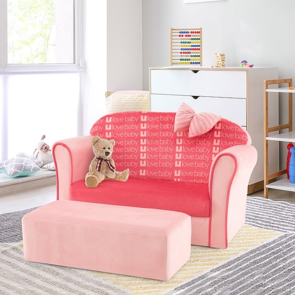 Kids Couch Toddler Couch - Fold Out 2 In 1 Small Chair Glow In The Dark Convertible Lounge Chair Kids Sofa Bed For Playroom Gift For Girls And Boys 3-12 Years