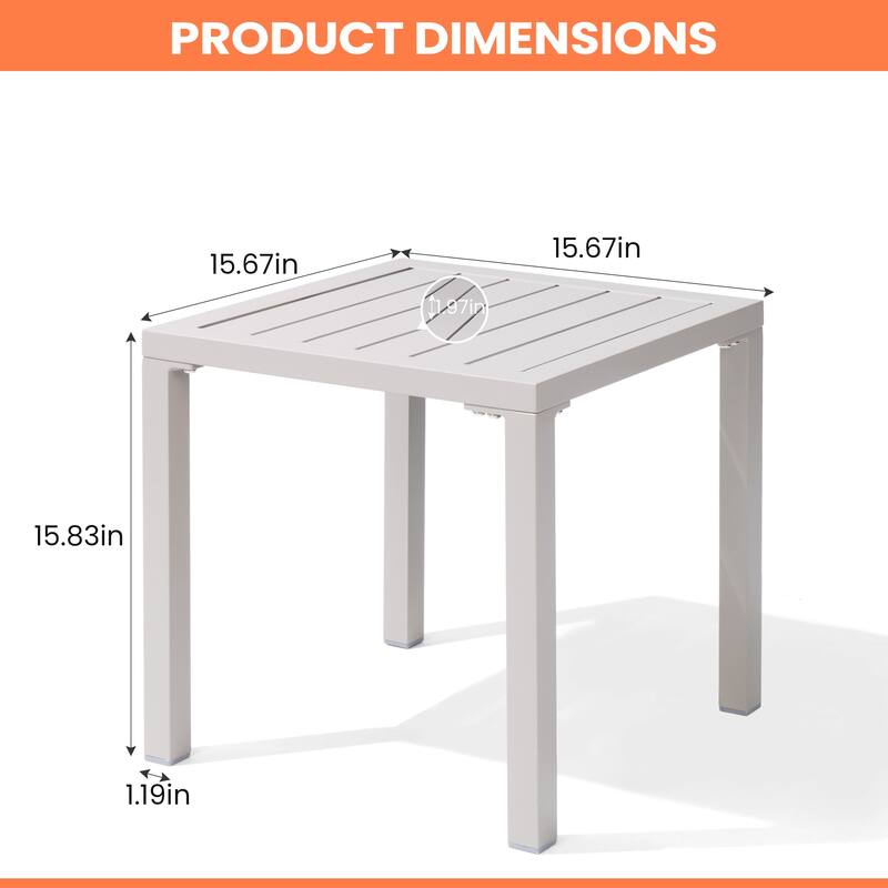 Pellebant Outdoor Aluminum Small Square Side End Table - 15.67" L x 15.67" W x 15.83" H