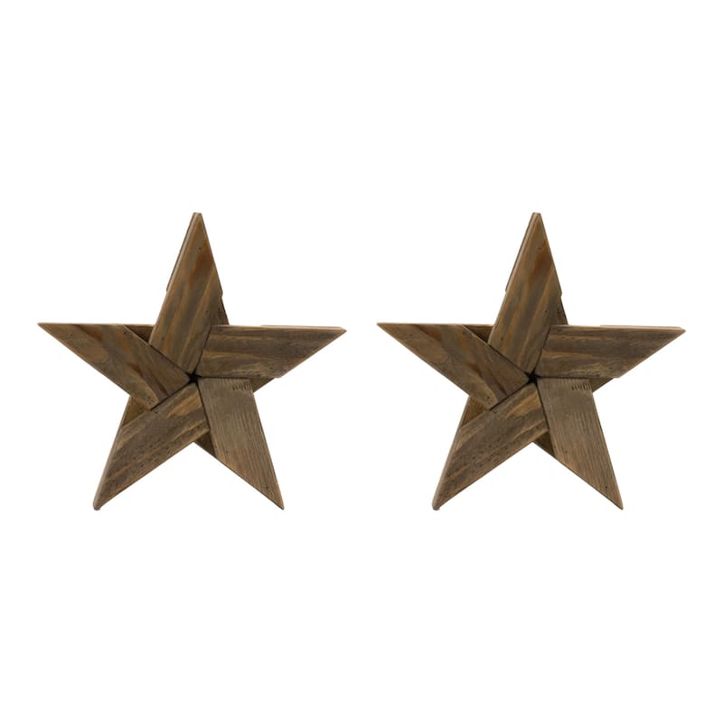 Pine Wood Star Decor (Set of 2)