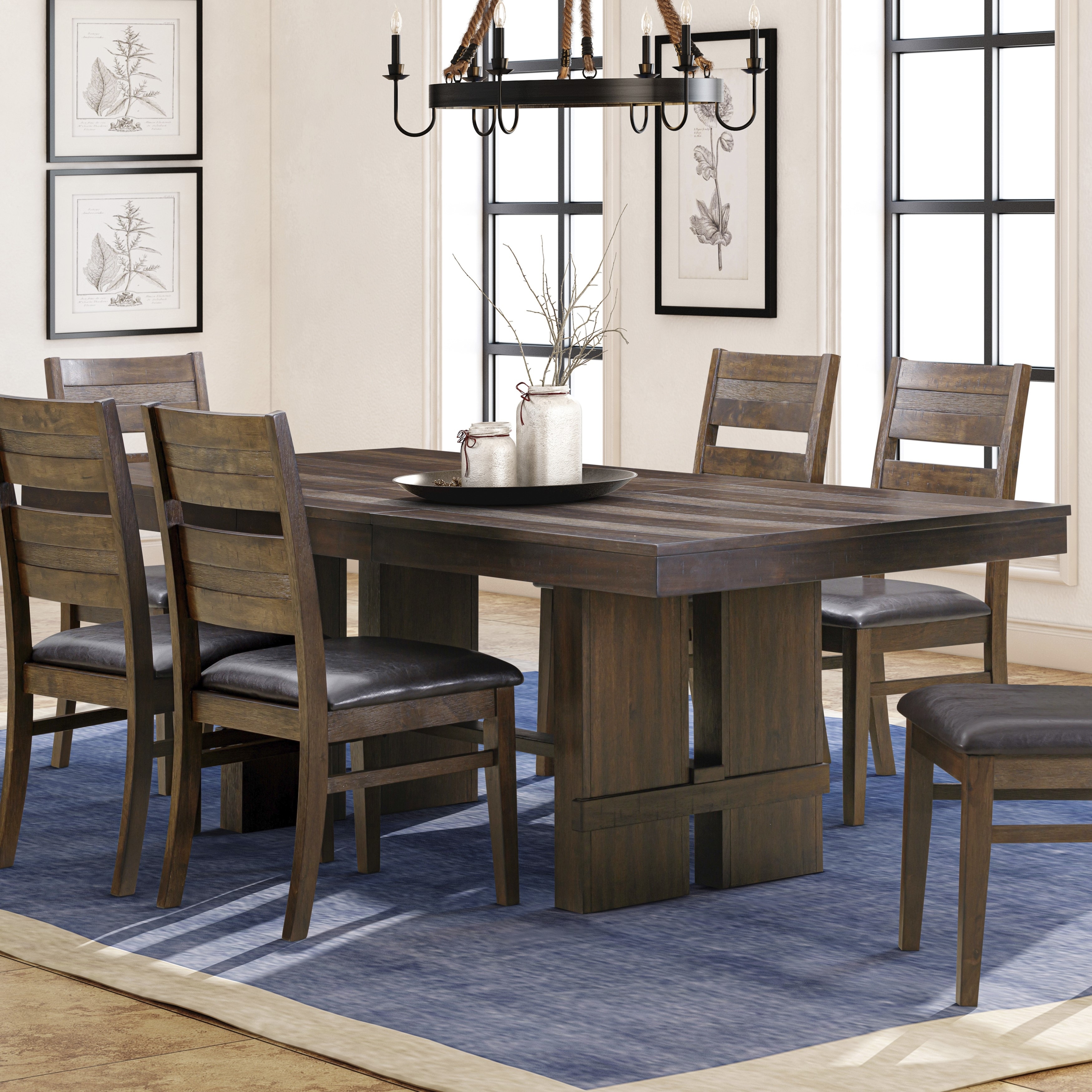 Dale Extendable Dining Table in Rubberwood and Acacia with Antique Brown Finish 58102001